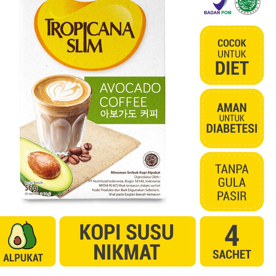 

【Penjualan Terbaik】✅COD Tropicana Slim Avocado Coffee 4 Sachet - Kopi Susu Nikmat Tanpa Gula Pasir