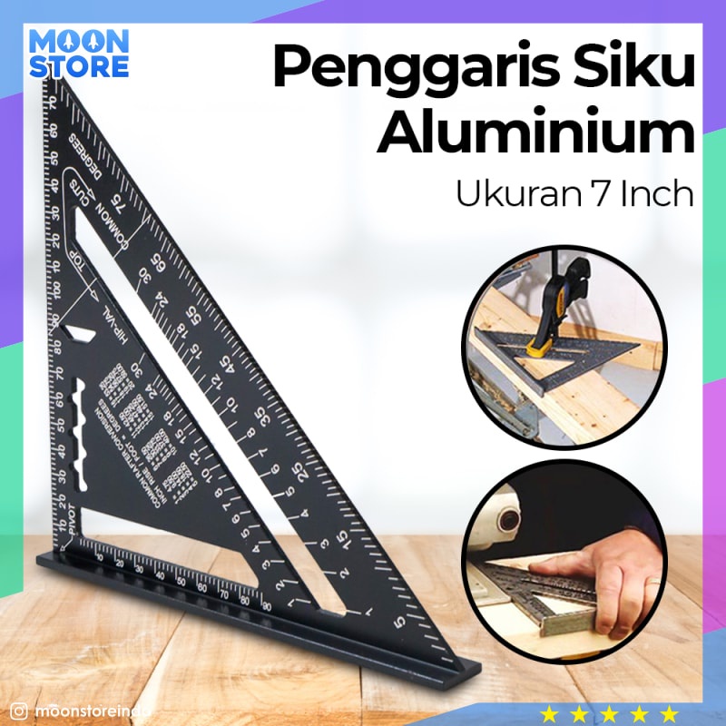 

Vktech Penggaris Siku Mistar Triangle Ruler Aluminium 7 Inch A10d01 Black