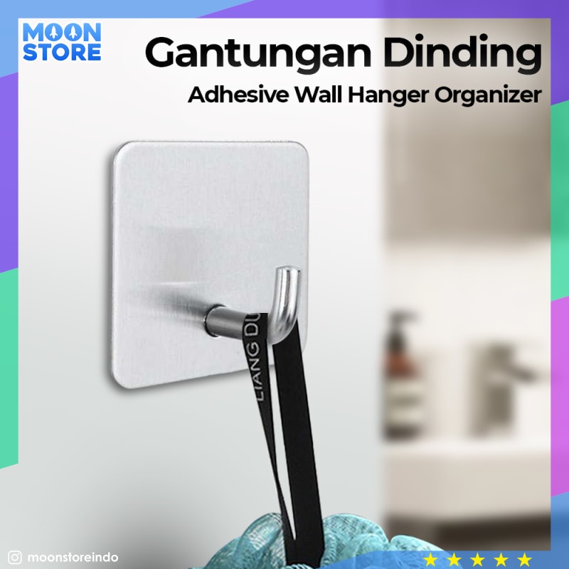 Ihls Rak Gantungan Hook Wall Hanger Organizer Adhesive 1pcs Vss1760 Silver