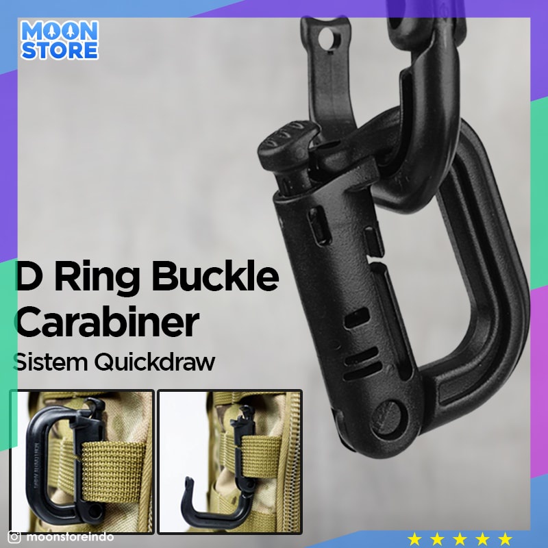 D Ring Buckle Carabiner With Quickdraw K307 Black