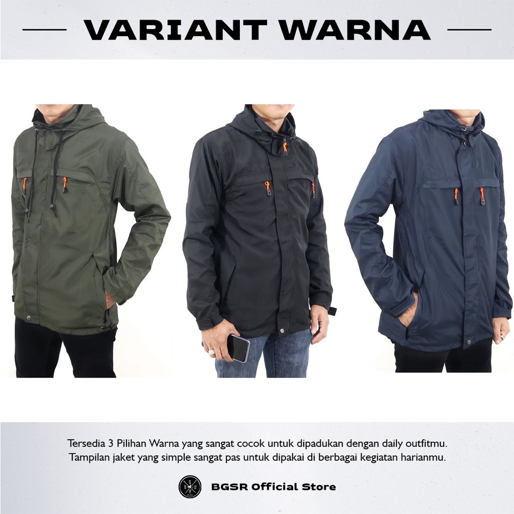 Jaket Parasut Bomber Pria Zipper Sleting Kantong Dalam Premium Jacket