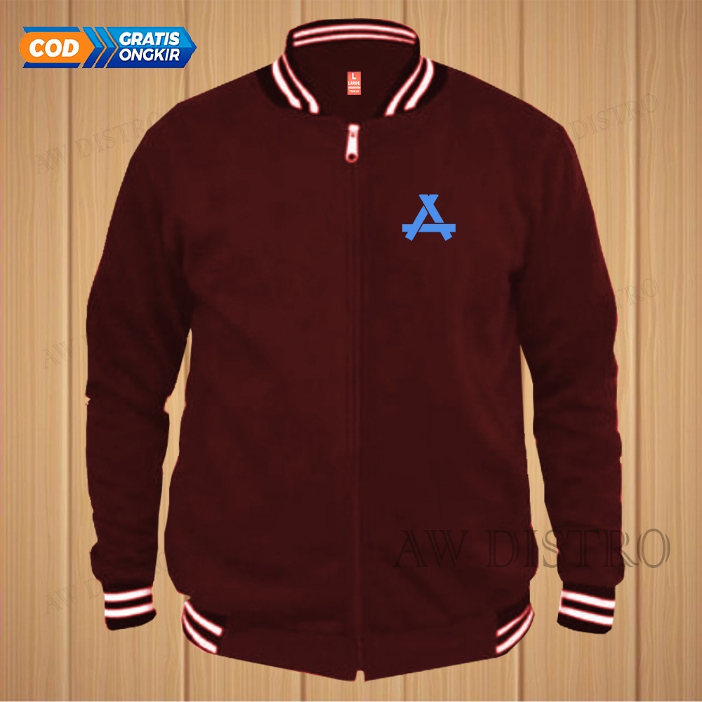 COD Jaket Baseball Varsity Distro Logo APP Text Sky Blue Premium Quality