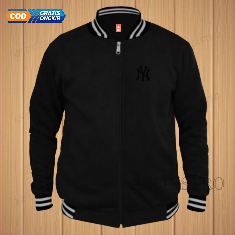 COD Jaket Baseball Varsity Distro NY Text Hitam Premium Quality