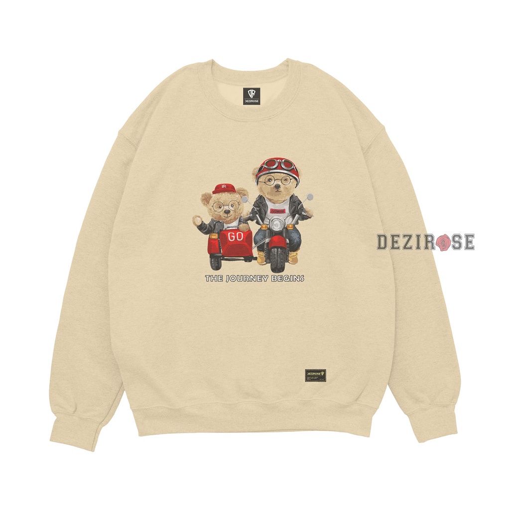 DEZIROSE Sweater Crewneck Bear Journey Pria &amp; Wanita Distro Fleece Tebal Premium Size M-XXL