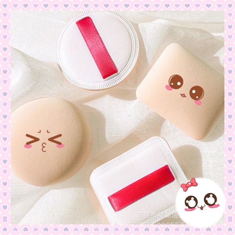 (ISI 2PCS) Sponge Bedak Bulat Segitiga Kotak Spons Bedak Bahan Tebal Spon Bedak