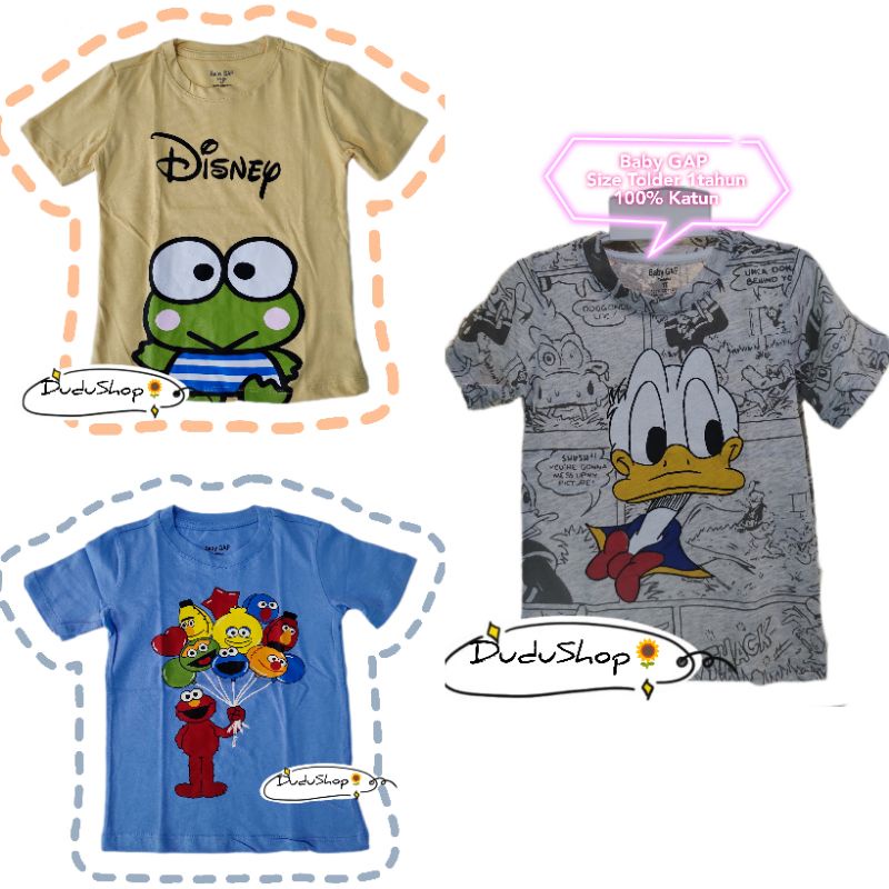 Kaos BabyGAP Elmo / Keropi / Disney /Donald Duck /Kaos Anak/Kaos Bayi
