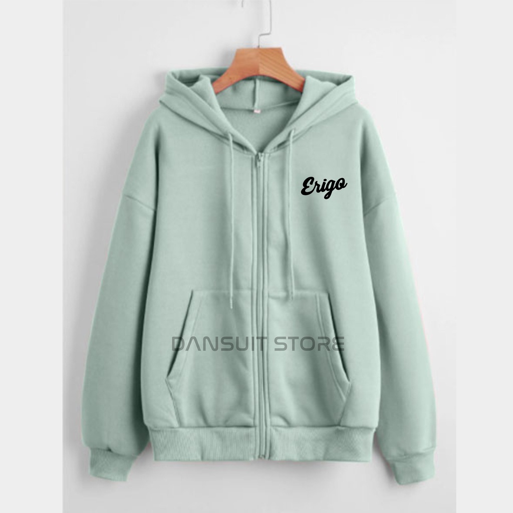 Hoodie Zipper Resleting Anak Laki-laki/Perempuan Usia 4-13 Tahun Motif Sablon ERIGO Bahan Tebal Premium