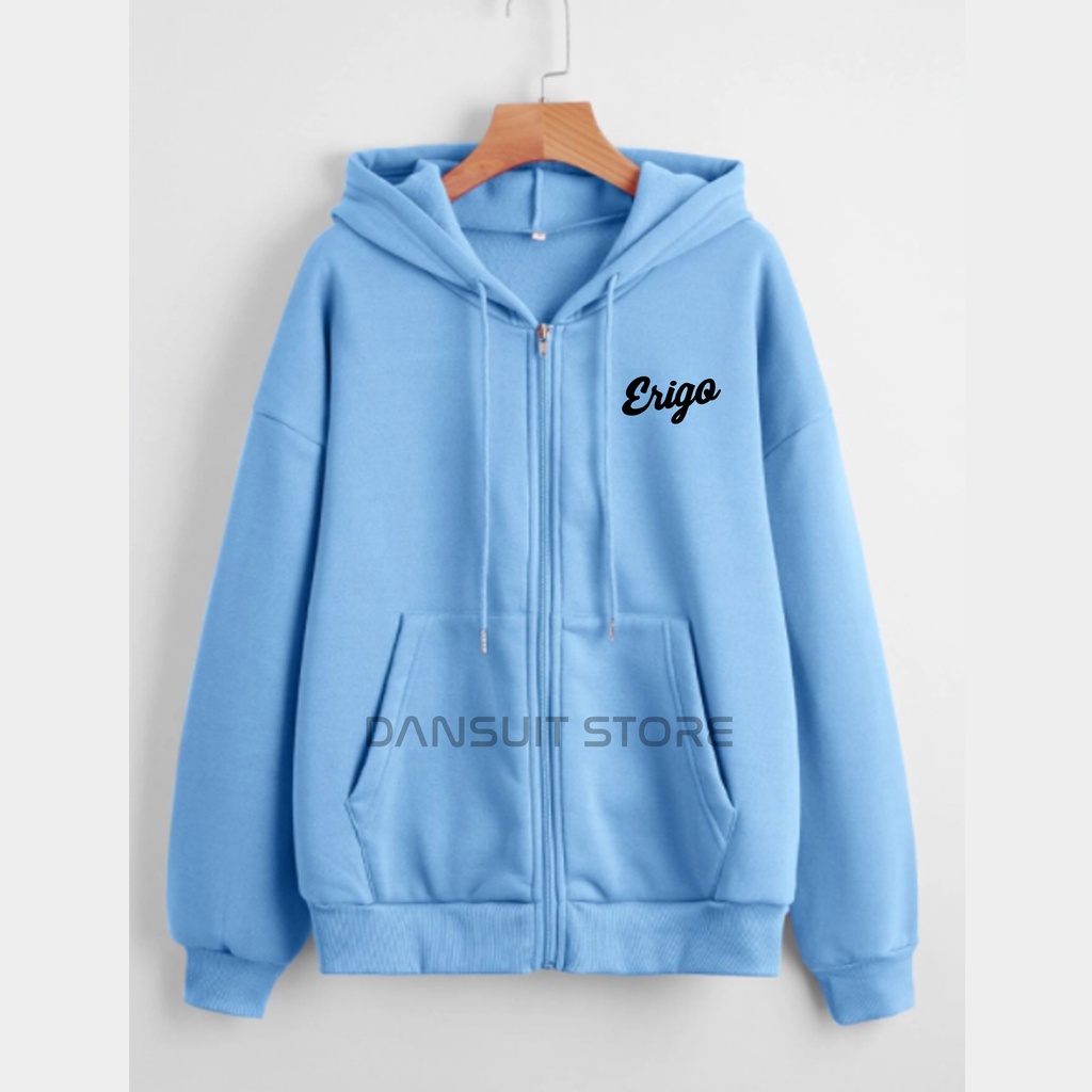 Hoodie Zipper Resleting Anak Laki-laki/Perempuan Usia 4-13 Tahun Motif Sablon ERIGO Bahan Tebal Premium