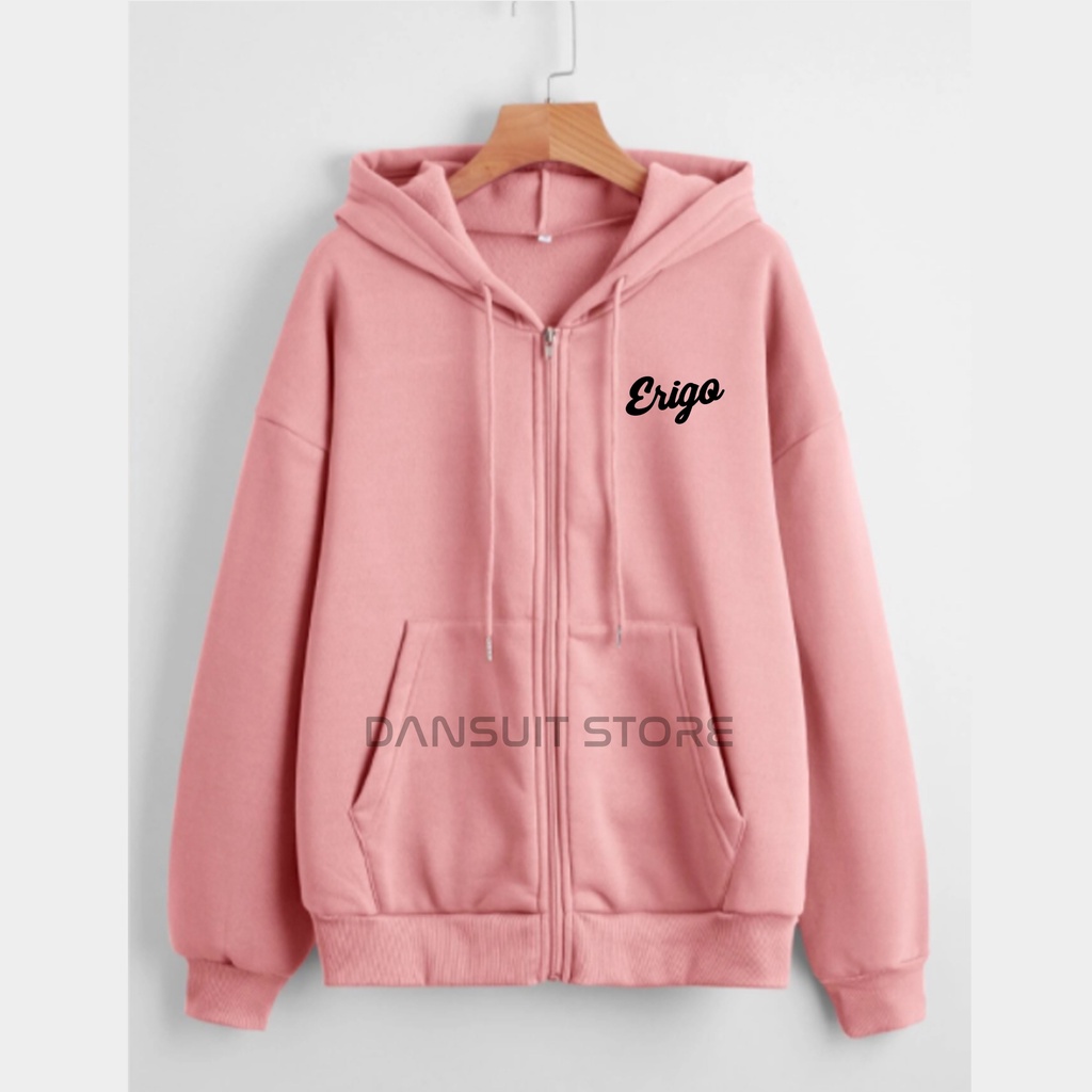 Hoodie Zipper Resleting Anak Laki-laki/Perempuan Usia 4-13 Tahun Motif Sablon ERIGO Bahan Tebal Premium