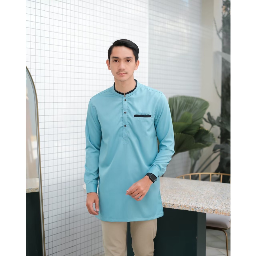 Baju Koko Kurta Dewasa Lengan Panjang Pria Muslim Terbaru Motif Polos