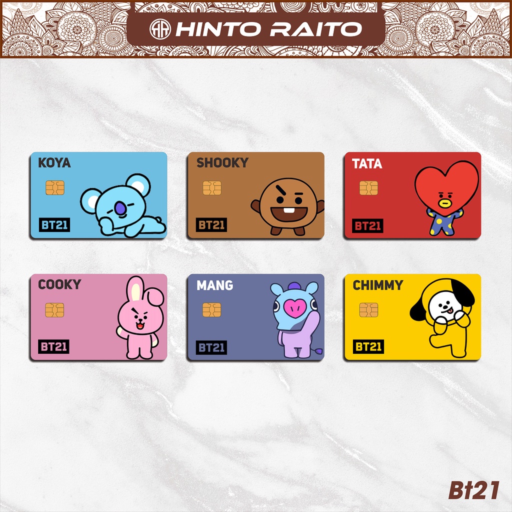 Stiker Kartu ATM BTS BT21 - Sticker Skin Card Vinyl Emoney Flazz