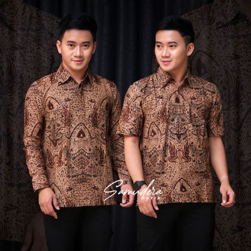 Kemeja Batik Pria Modern Lengan Panjang Casual Modis Slim Fit Trendy Masa Kini OL 162