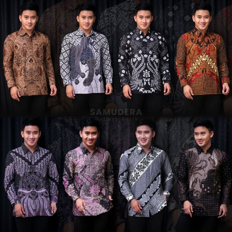 Batik Pria Lengan Panjang BATIK SAMUDERA HRB026 motif KERATONAN Kode 002 size M L XL XXL Reguler