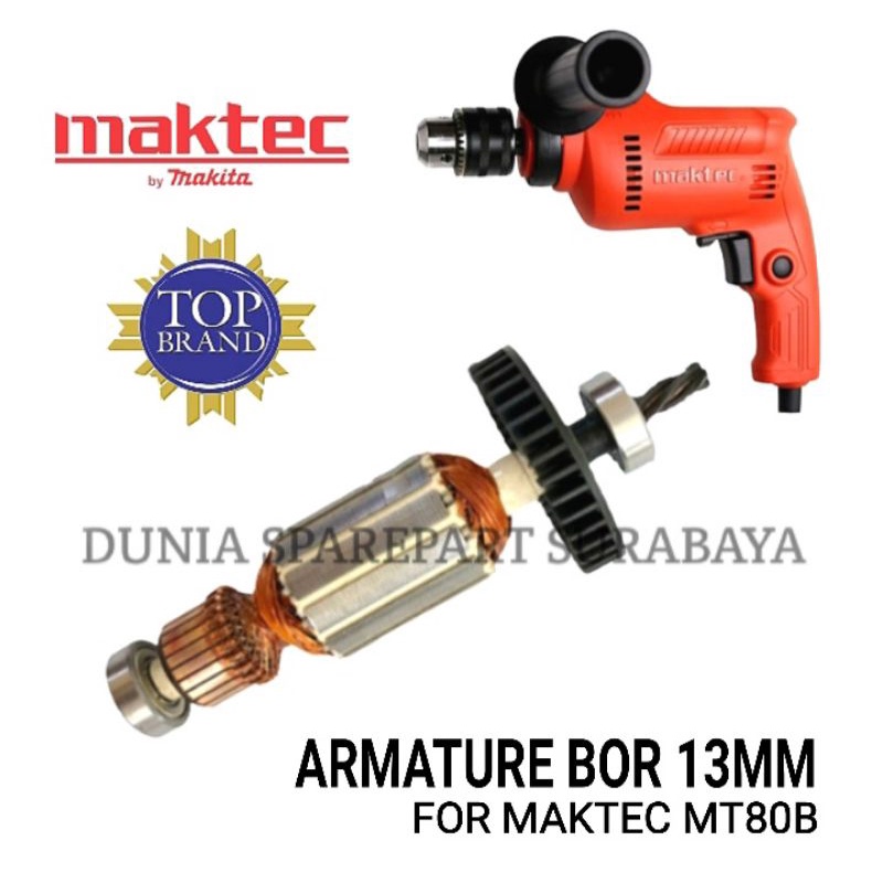 Sparepart Armature Mesin Bor 13mm Maktec MT80B / Angker Dinamo Bor MT80 B / Rotor Gulungan Bor 13 mm
