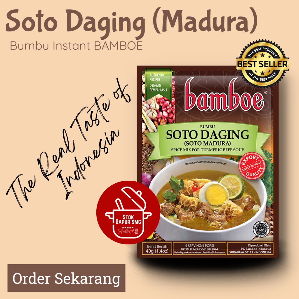 

BAMBOE Masakan Indonesia Bumbu Masak Instan Export Quality SOTO DAGING SOTO MADURA 40gr