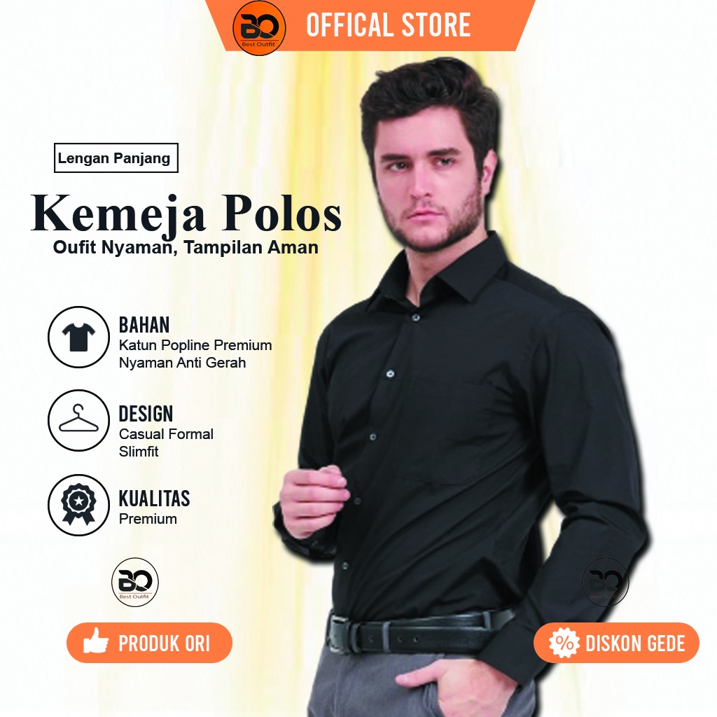 Kemeja Alisan & Stanley Adams Slimfit Hem Polo Formal & Casual Baju Kantor Tangan Lengan Panjang Kem