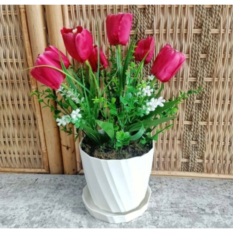 Bunga tulip bunga hias plastik bunga artificial vas bunga sudut bunga hiasan rumah