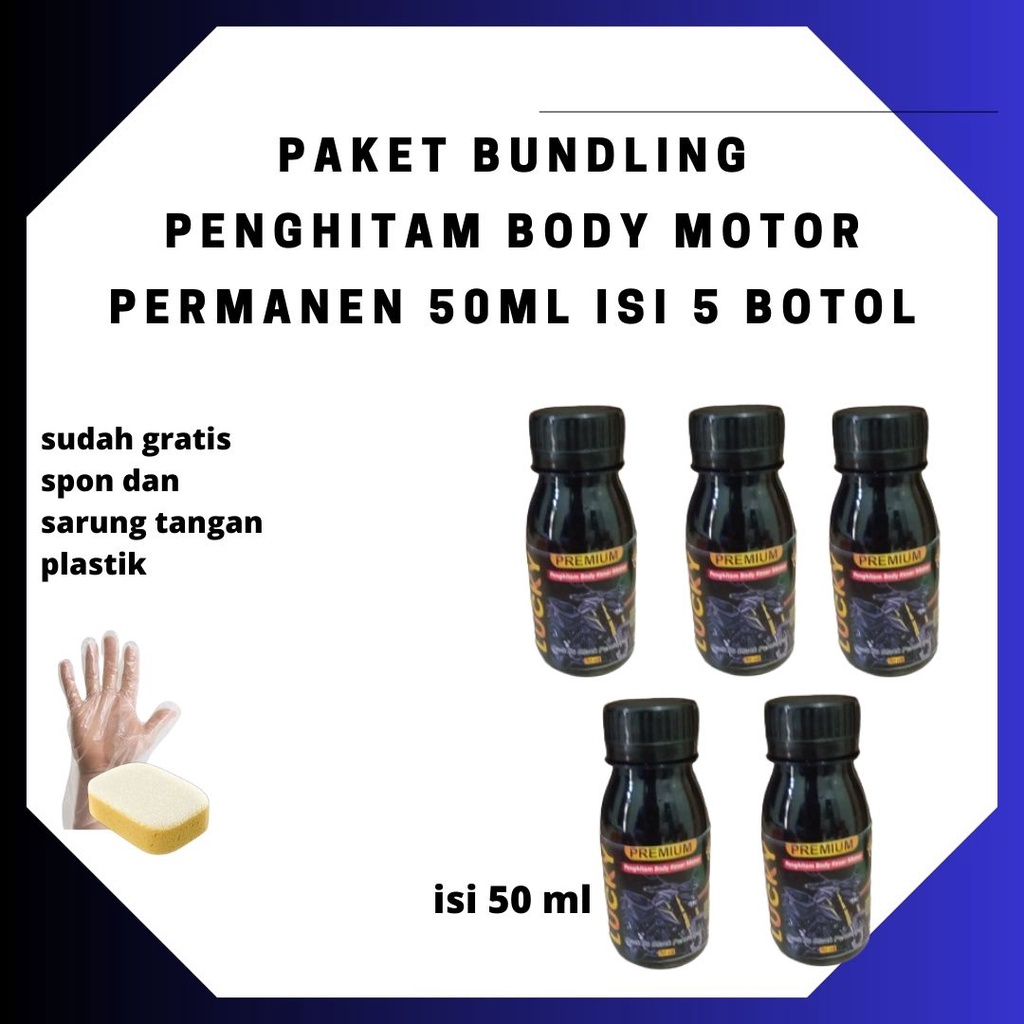 PAKET BUNDLING PENGHITAM BODY MOTOR PERMANEN 50 ML ISI 5 PCS