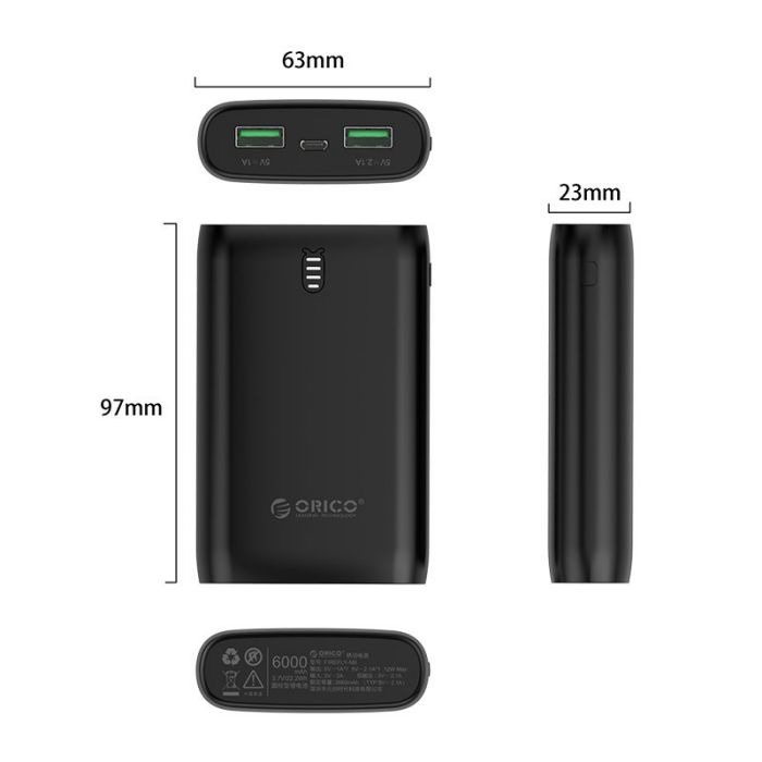 Charging Daya Powerbank ORICO FIREFLY-M6 6000mAh Charger Power Bank