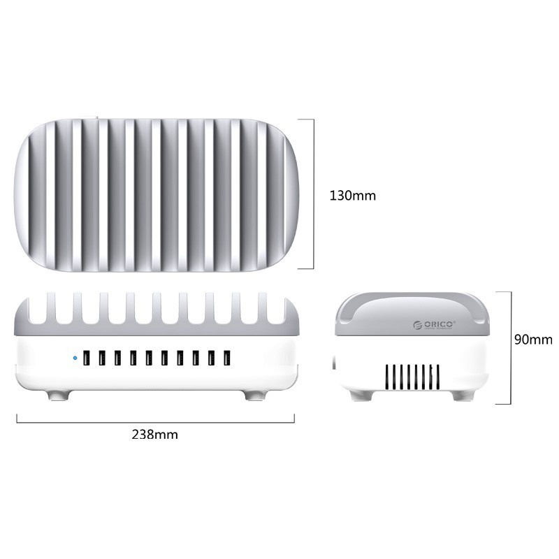 Adapter Charger ORICO DUK-10P 120Watt 10 in 1 Port USB Smartphone