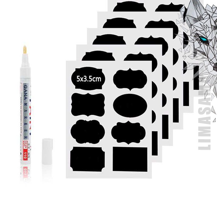 

Stiker Label Model Blackboard Papan Tulis Removable Sticker Tempel 5 PCS Multifungsi