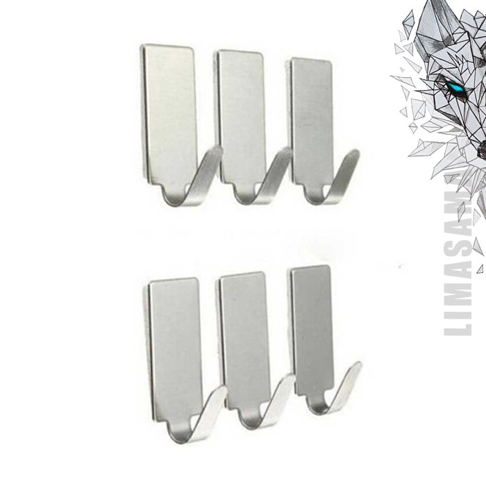 

Gantungan 6 Pcs 10pcs Stainless Steel Perekat Nempel Double Tape Gantung Kunci Motor Baju Tempel Dinding Tembok Hook Kamar Dapur Aesthetic Murah