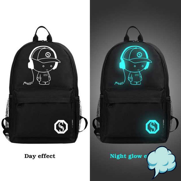 Tas Ransel Sekolah Oxford Glow in The Dark Backpack Stylish Gadget Bag Punggung Fashion Murah