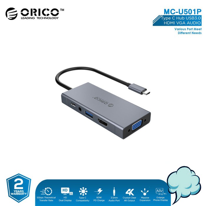 Docking Station ORICO MC-U501P 5 in 1 Multifunctional 4K Output