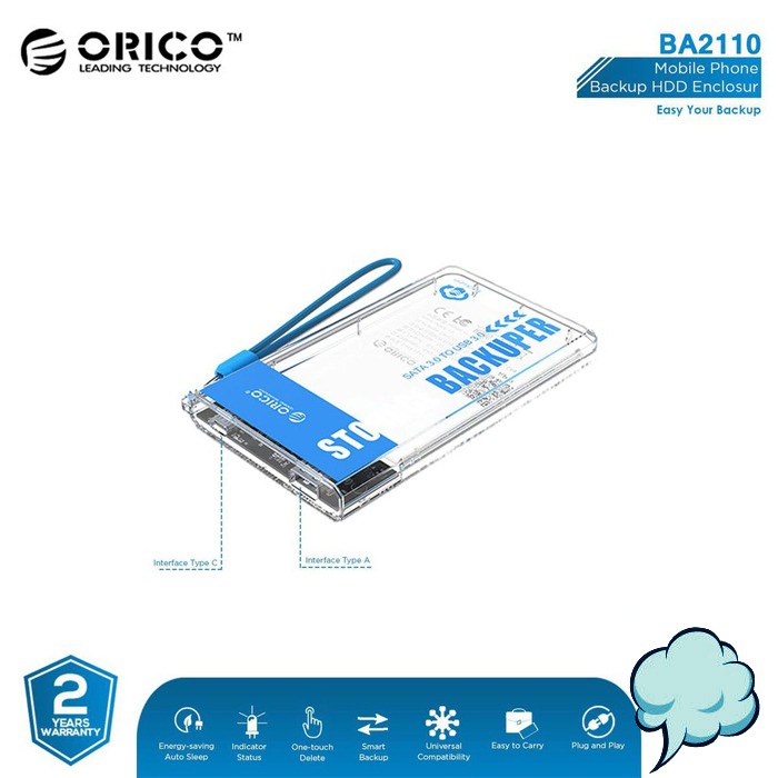 Smart Backup ORICO Mobile Phone HDD Enclosure Disc 2.5 Inch- BA2110-CR