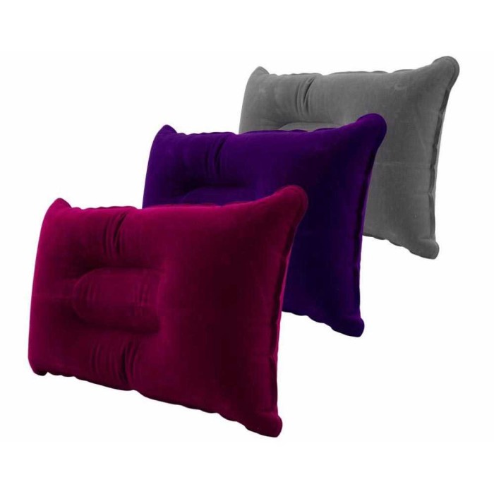 Bantal Angin Bantalan Mini Udara Travel Traveling Pillow Portable Biru Tiup Ringan Praktis