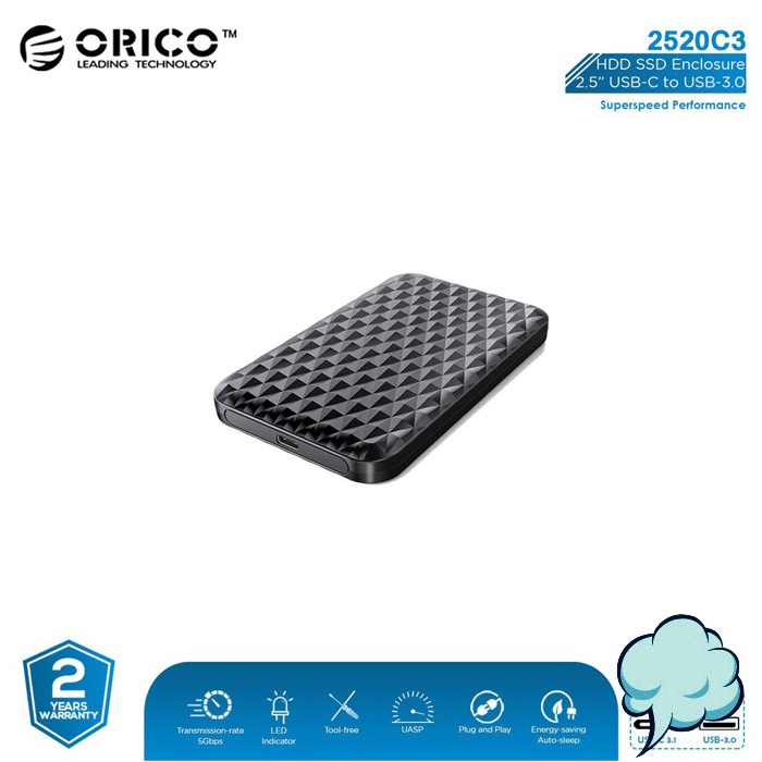 Original ORICO HDD SSD Casing Enclosure 2.5 USB-C USB3.0 - 2520C3