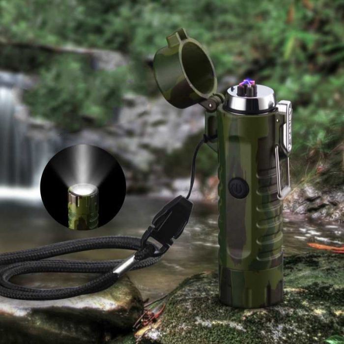 Jobon Explorer Korek Api Elektrik Plasma Arc Pemabtik Outdoor Waterproof Senter Survival Multiguna