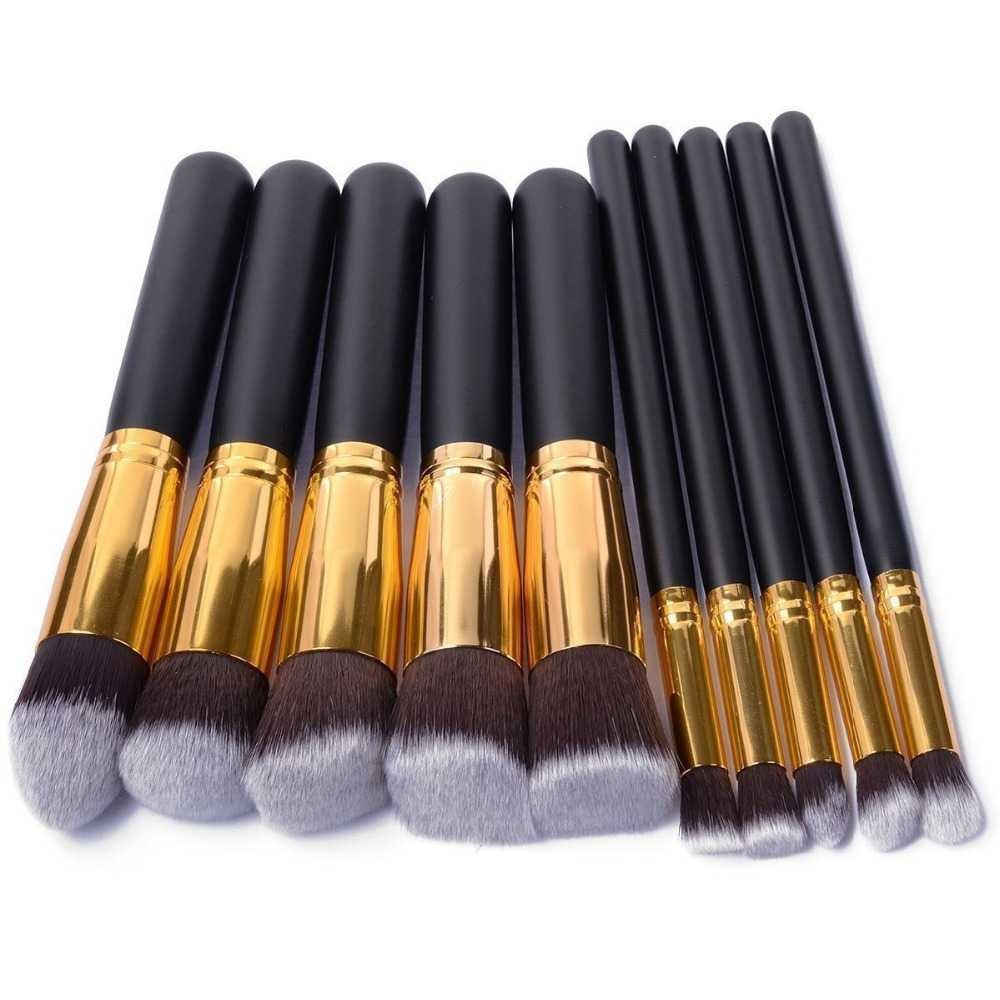 Make Up Brush Professional Brushes Kuas Makeup 10 Pcs Berkualitas High Quality Material Hitam