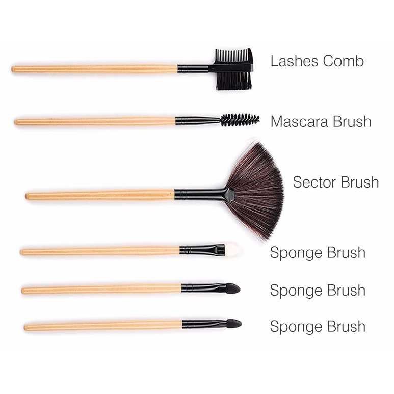 Brush Make Up 32 24 15 Set Dilengkapi Case Pouch Kuas Makeup Lengkap Aplikator Kosmetik Blush On Powder Eyeshadow Alis Murah Premium Besar MUA Profesional Original