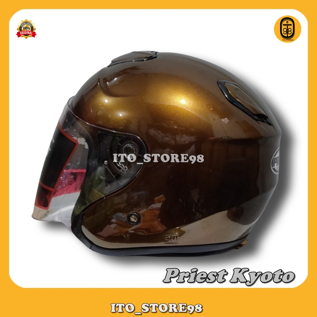 Helm Sepeda Motor Half Face Priest Kyoto Solid Helem Pria Wanita Dewasa & Perempuan Hijab Standar SN