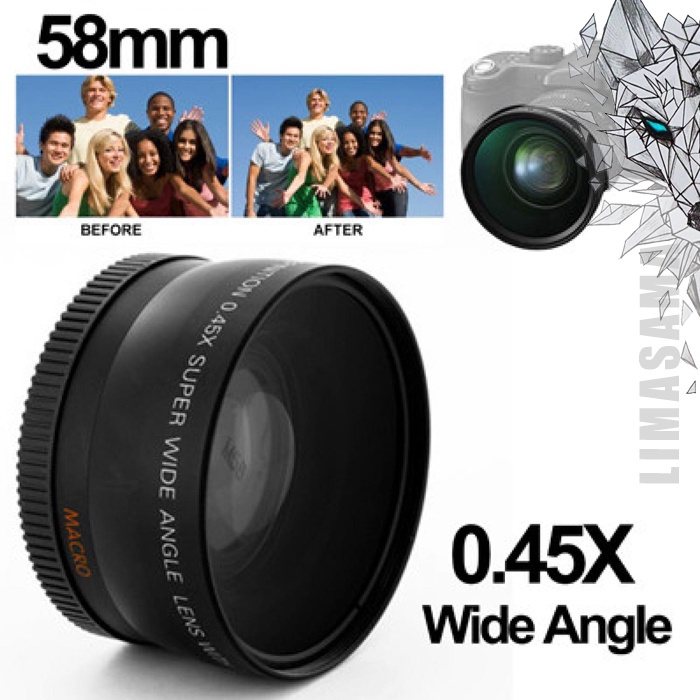 Lens Super Wide Angle Macro 58mm Canon 450D 500D 1000D 550D 600D 1100D Lensa 52mm for Nikon D40 D60 