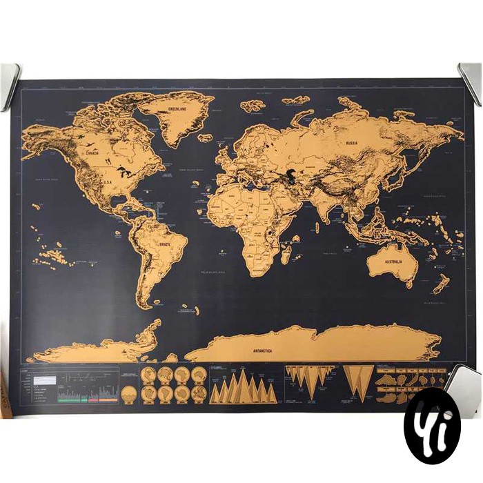 [COD] Poster Peta Dunia World Hiasan Dinding Scratch Map Tembok Gambar Pajangan Tempel Dekor Vintage