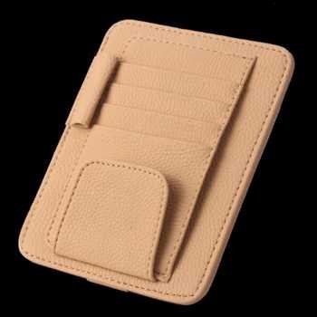 POSSBAY Dompet Kartu Mobil Pocket Card Purse Car Sun Visor Hanging Holder Organizer Beige