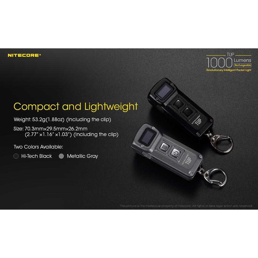 NITECORE TUP Senter LED Mini USB Recharge Cree XP-L HD V6 1000 Lumens Flashlight Rechargeable Design