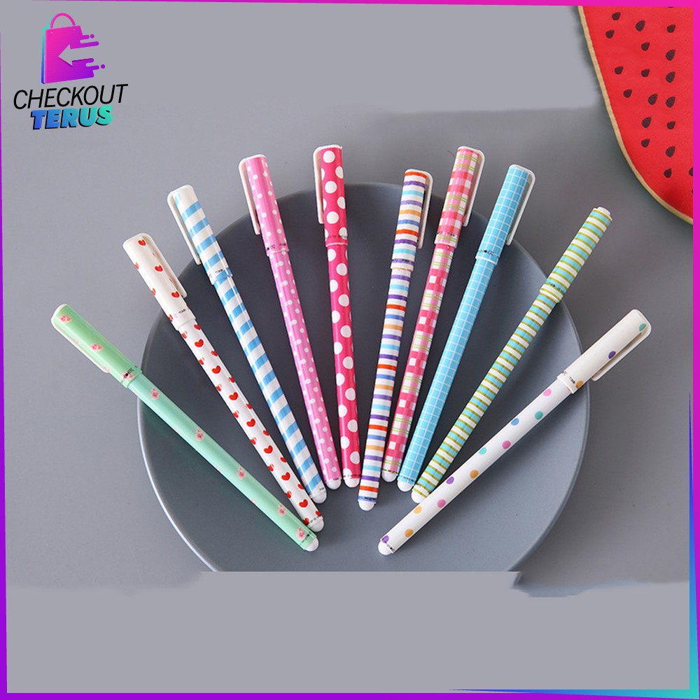 CT A54 Pena Korea Pulpen Gel Set Warna Warni 10IN1 Pena Cair Motif Karakter Alat Tulis Sekolah dan Kantor Pen Color Souvenir Set