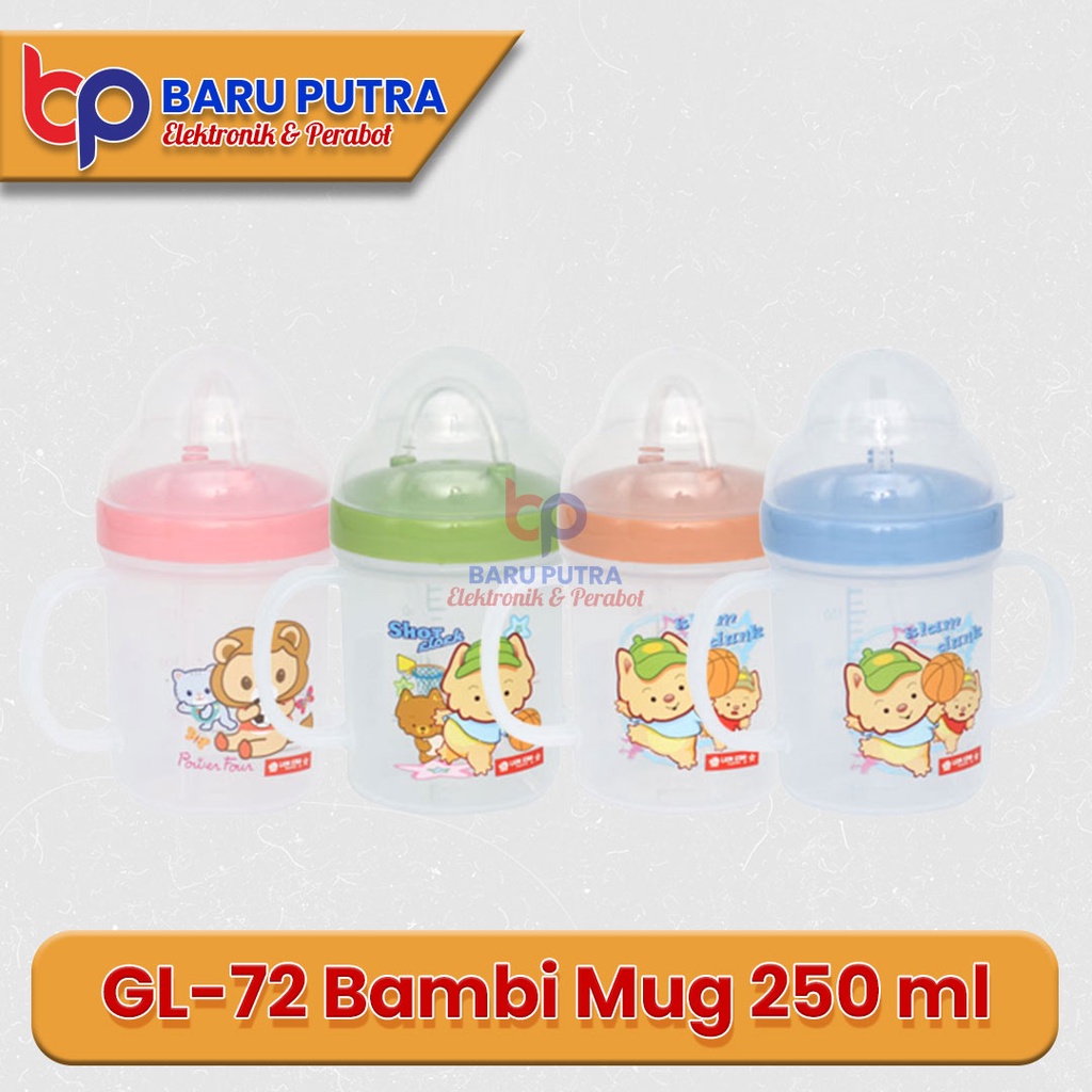 LION STAR Bambi Mug 250ml GL-72 Botol Minum/ Dot Bayi/ Gelas + Sedotan Tempat Minum Anak BPA FREE