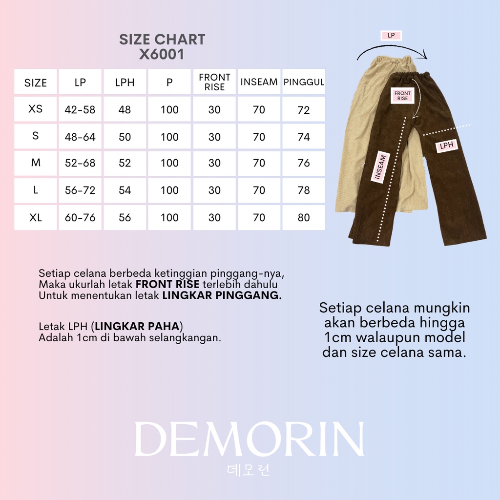 DEMORIN - Celana Bahan Corduroy Wanita Straight Highwaist Kekinian - X6001 LULA