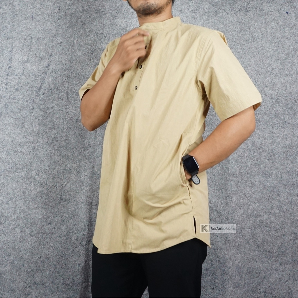 BAJU KOKO COKLAT KREM POLOS LENGAN PENDEK BERKUALITAS S M L XL