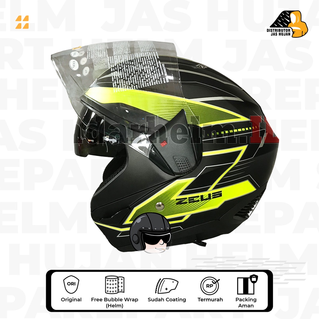 Helm Zeus 611 Motif TT18 Matt Black Yellow
