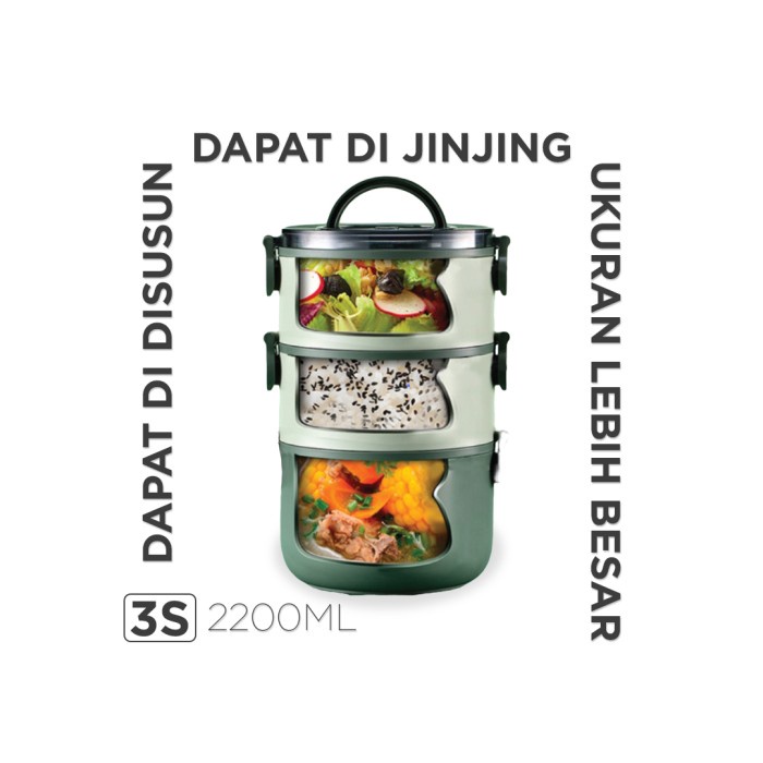 Rantang Susun Lebaran Prasmanan Food Grade Lucu Terbaik Bagus H2L7 Korea Terlaris Minimalis Praktis 