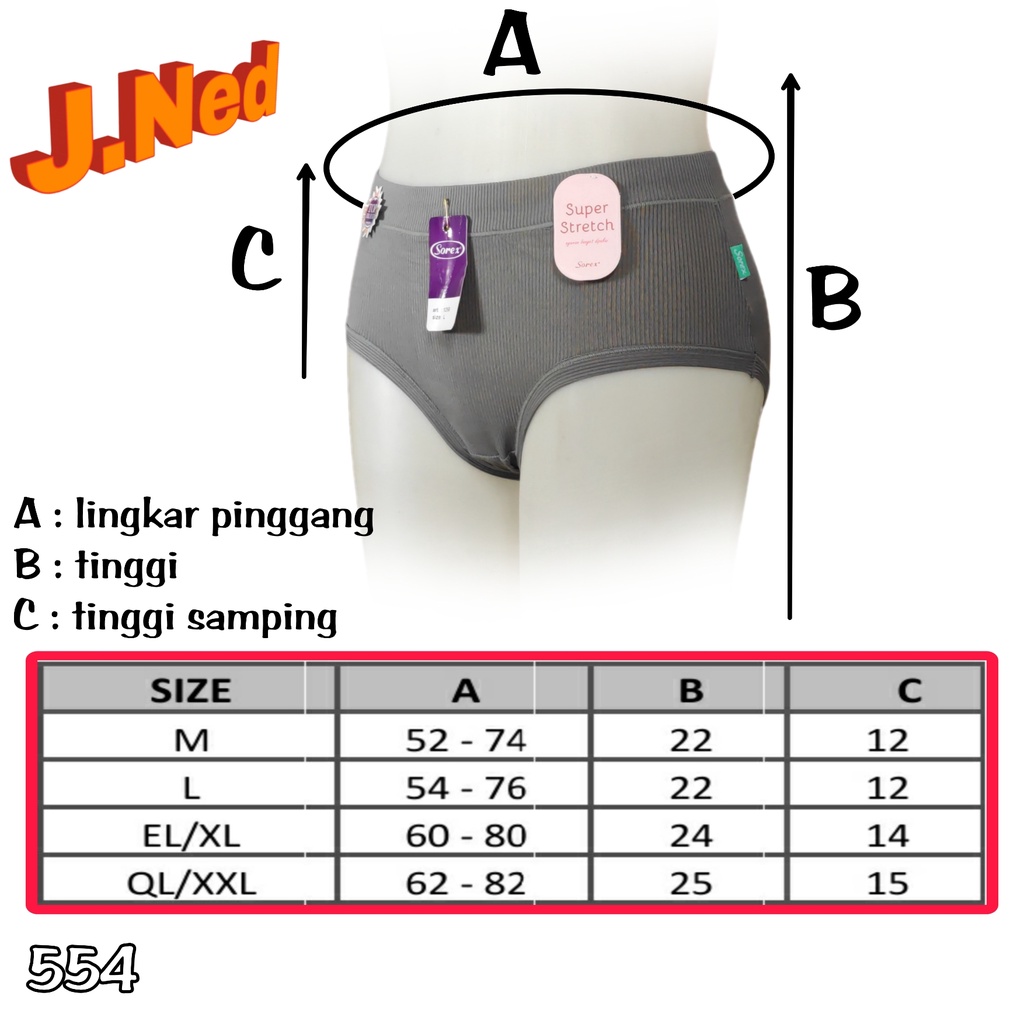 J554 CELANA DALAM WANITA SUPER STRETCH SIZE M - QL