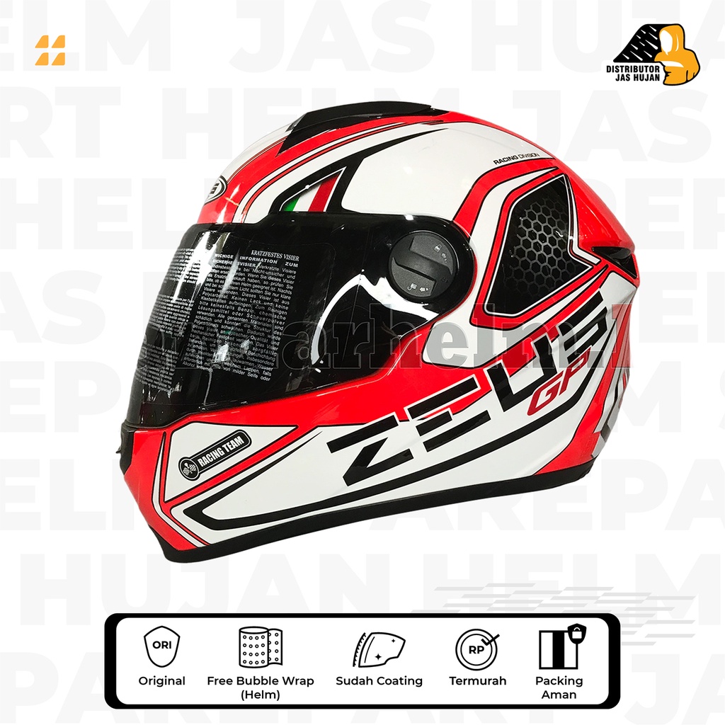 Helm Full Face Zeus 811 AL3 Red Fluo