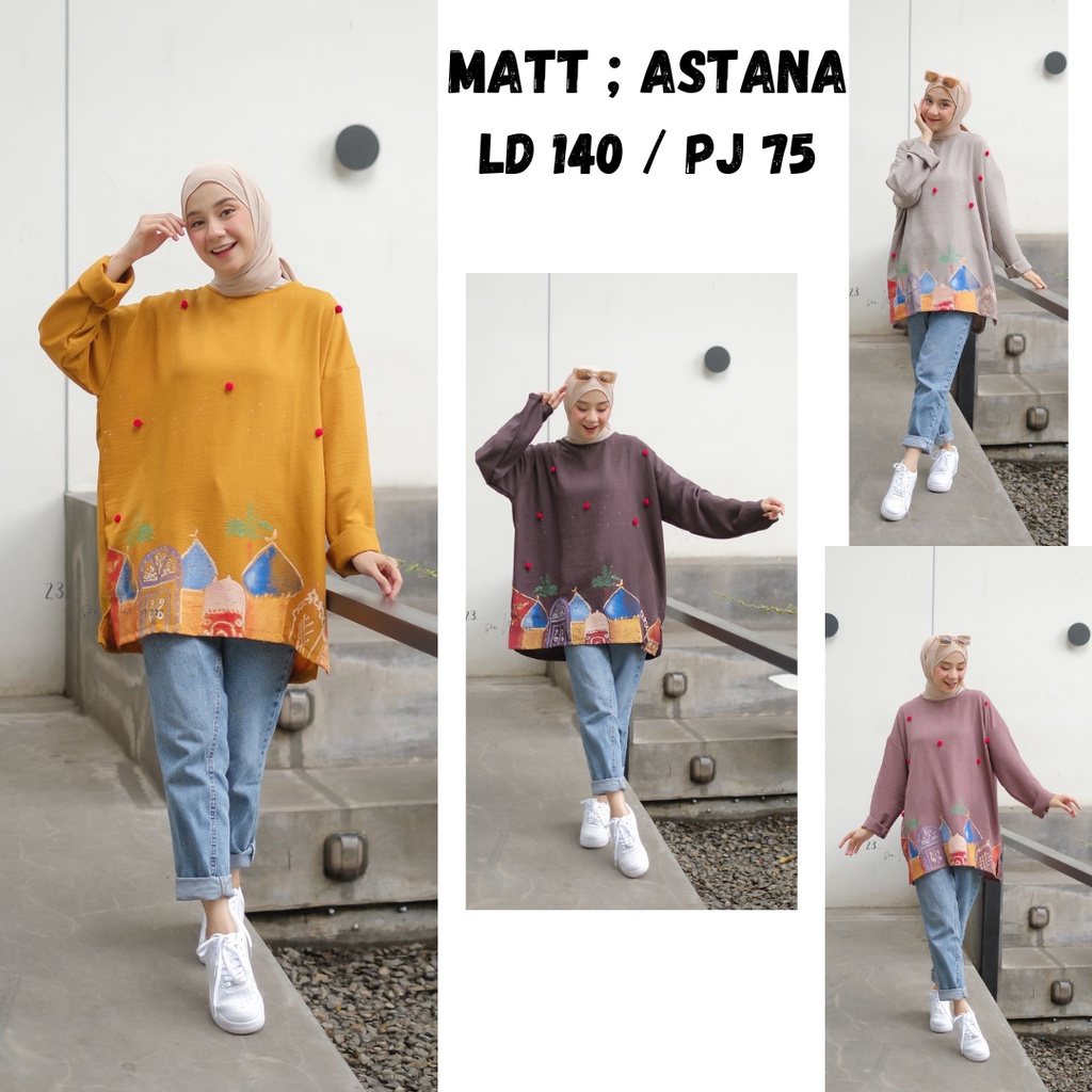 Atasan Wanita Kekinian Lengan Panjang Oversize LD 140 matt ASTANA motif ISTANBUL WOOL