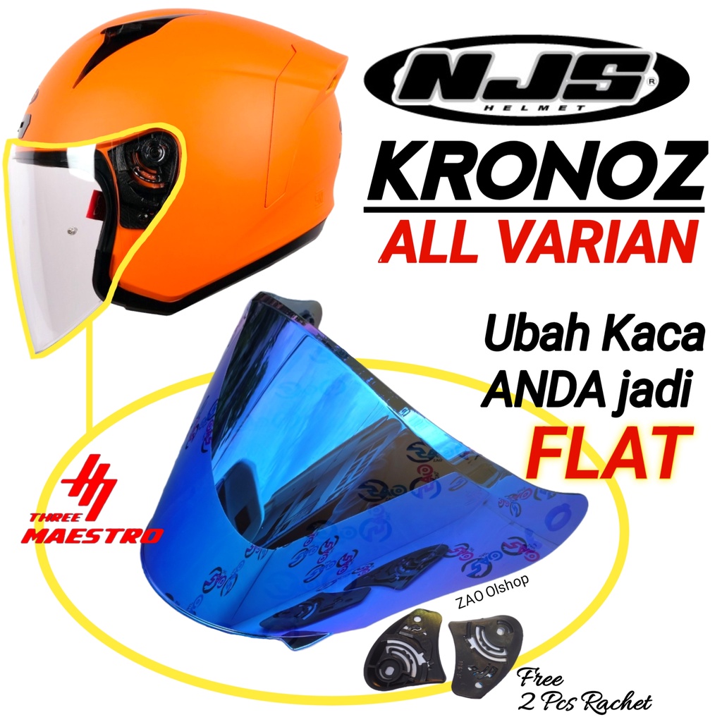 Kaca Helm NJS KRONOZ Visor Helmet FLAT venom open untuk njs kronoz ( bukan kairoz ) kaca helmet tebal nyaman by Three Maestro tm2