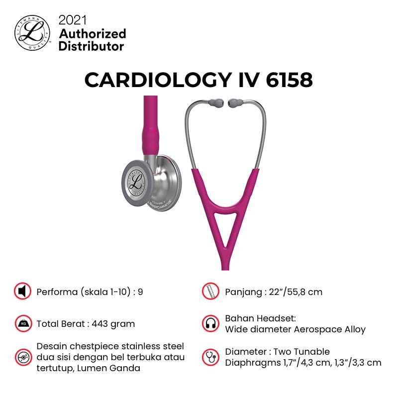 3M Littmann Cardiology IV Stethoscope / Stetoskop - RASPBERRY - 6158